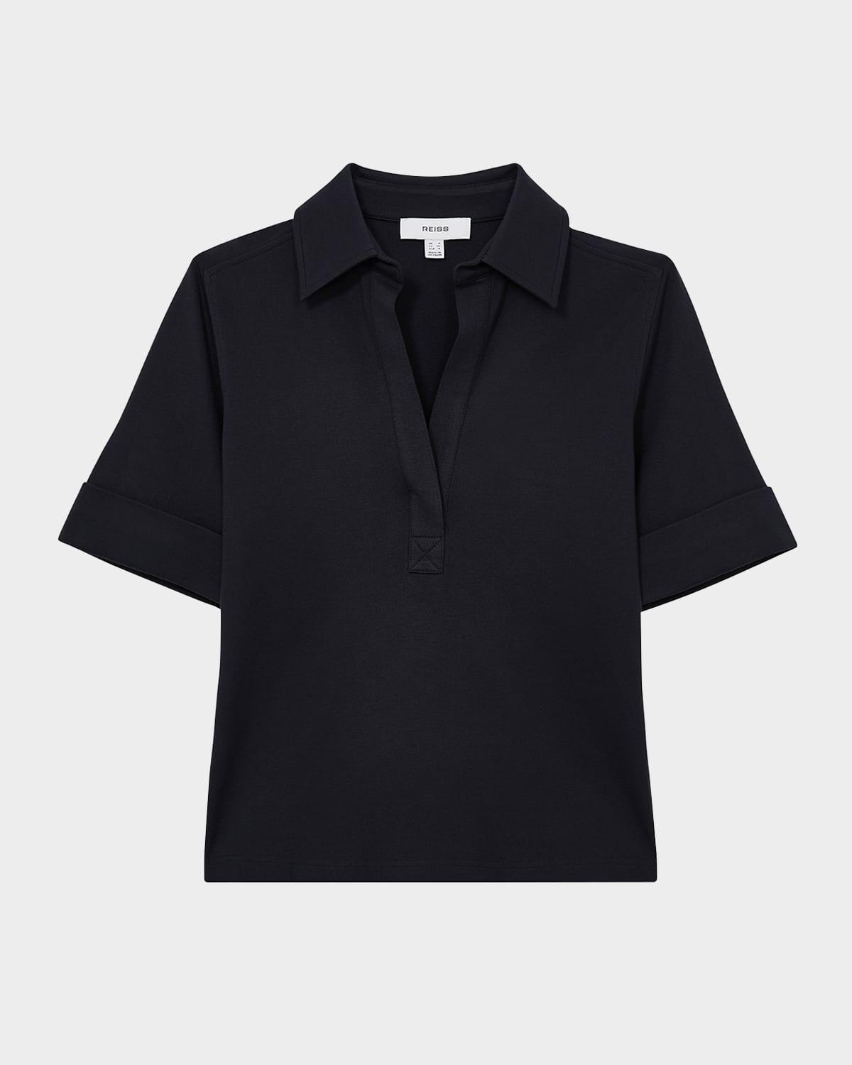 astrid open-collar polo shirt