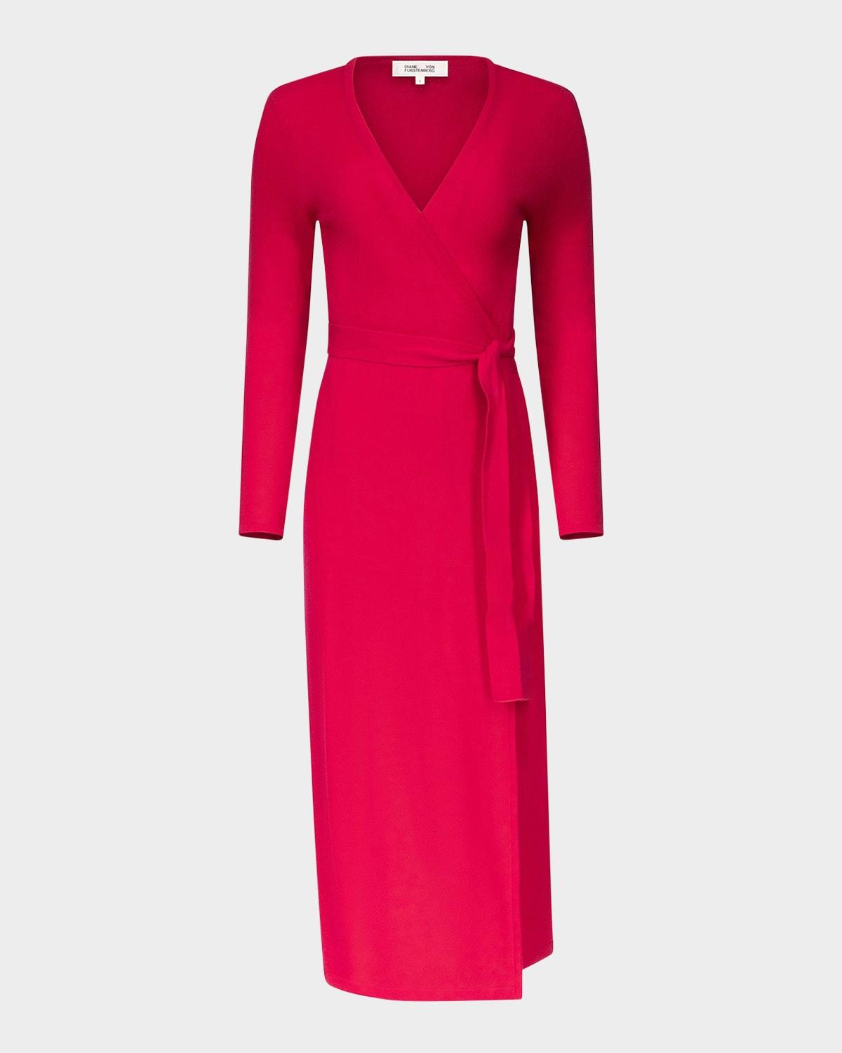 astrid wool-cashmere knit midi wrap dress