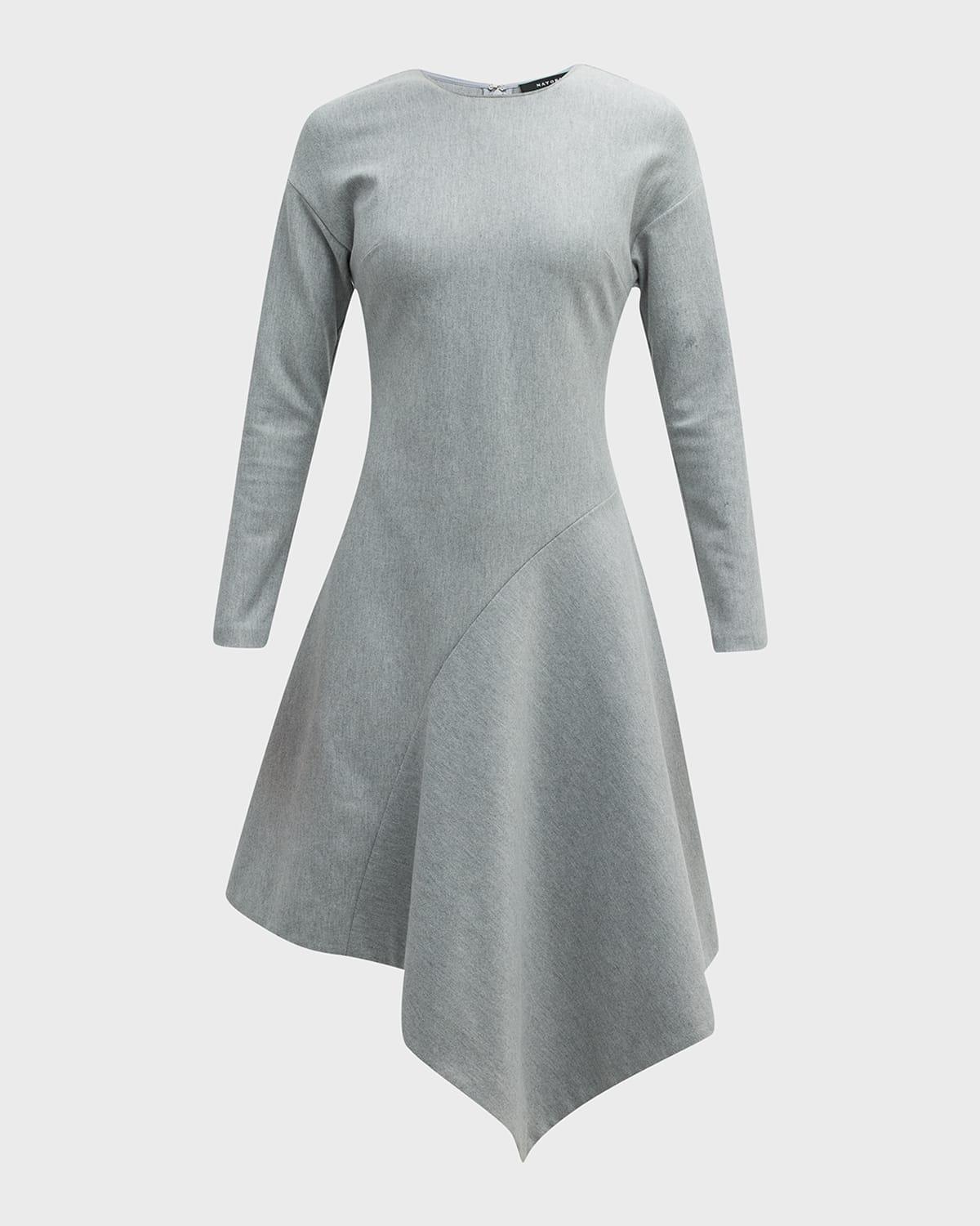 asymmetric a-line jersey midi dress