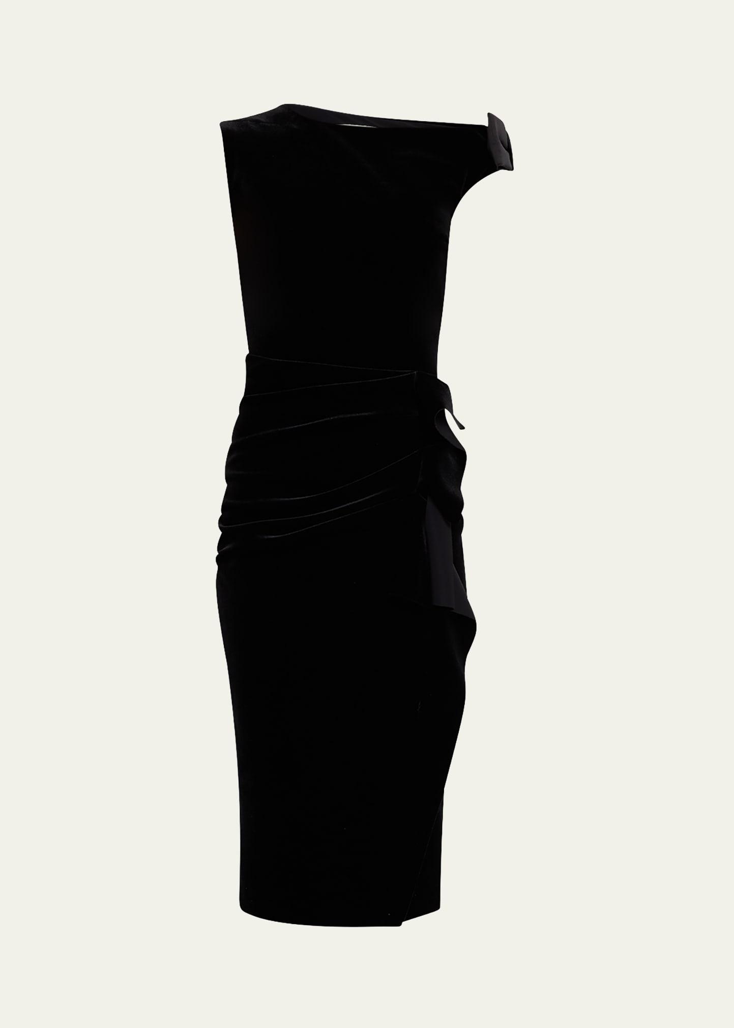 asymmetric bodycon velvet dress