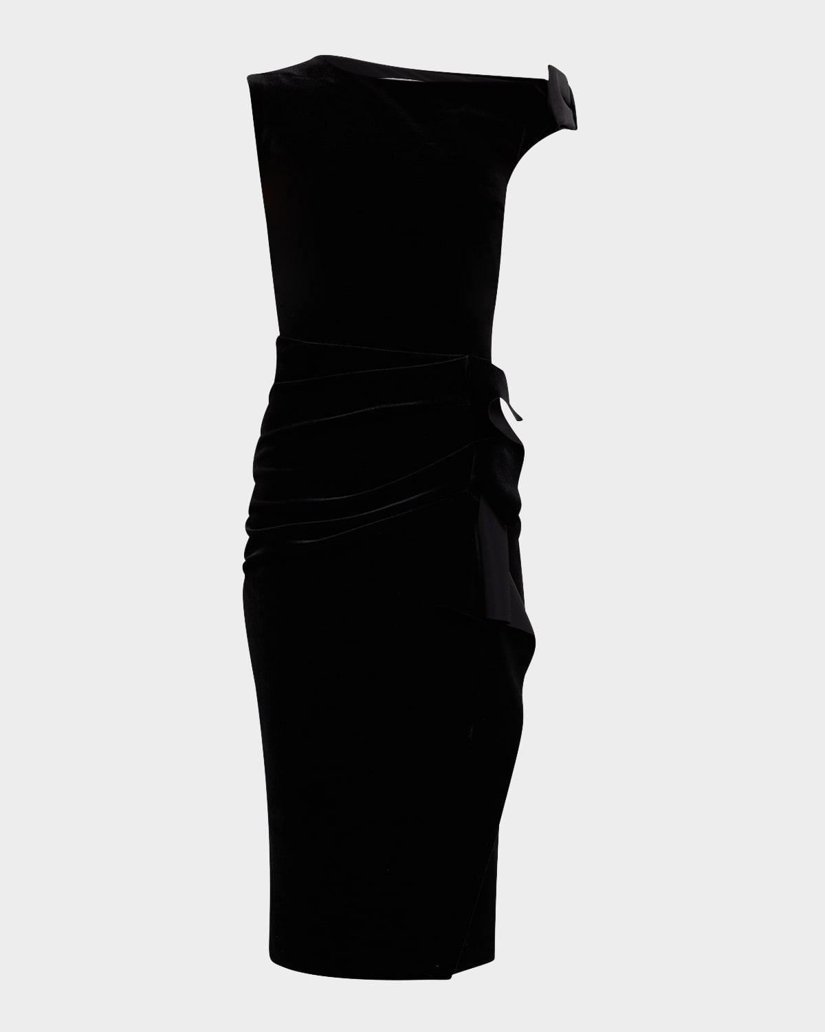 asymmetric bodycon velvet dress