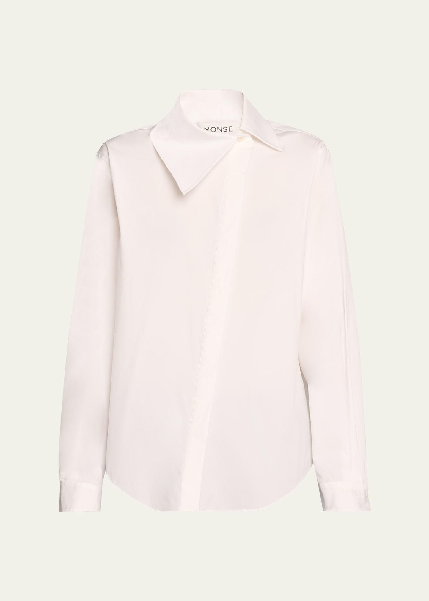 asymmetric collar button down blouse