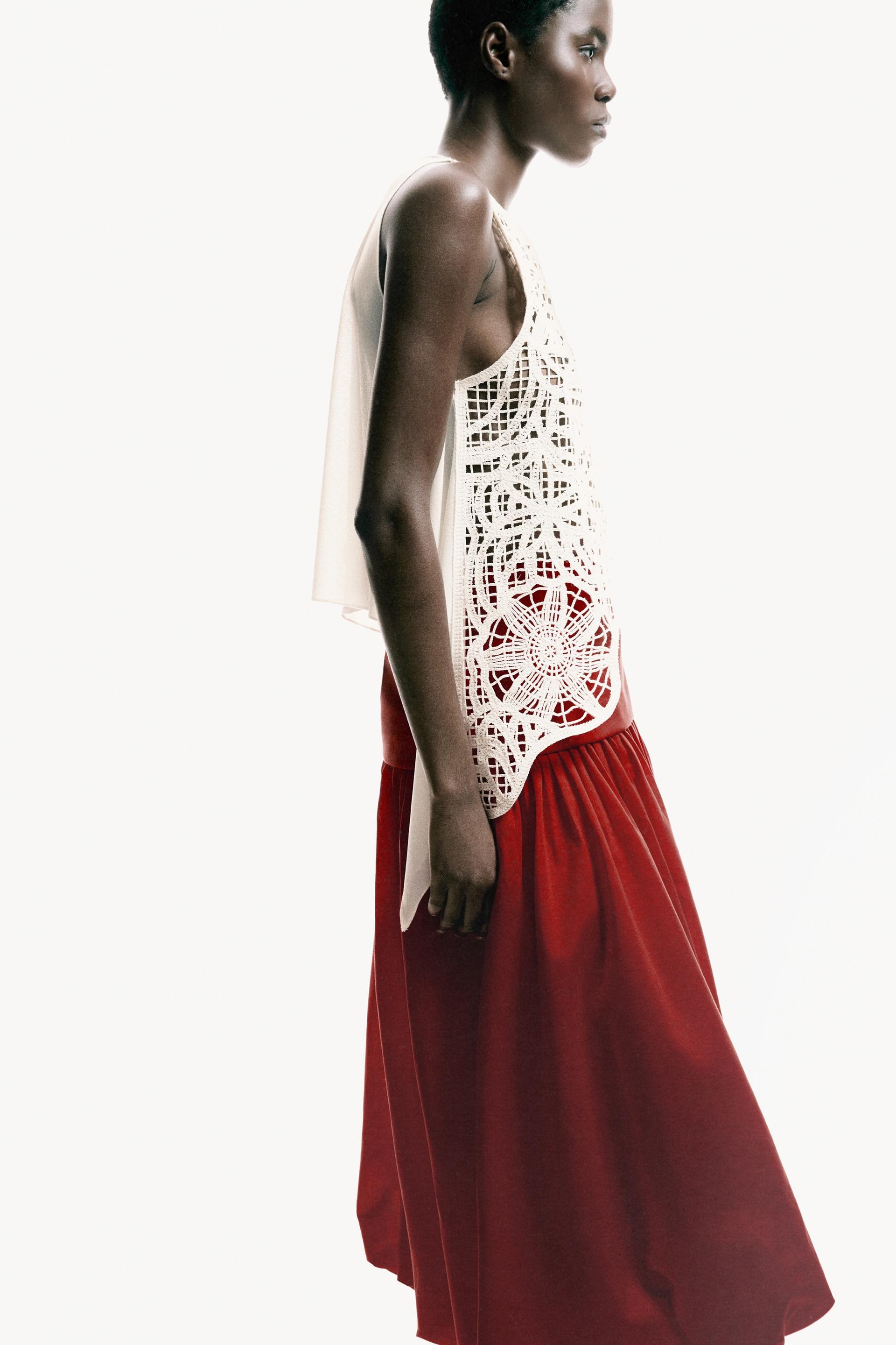 asymmetric crochet-look top