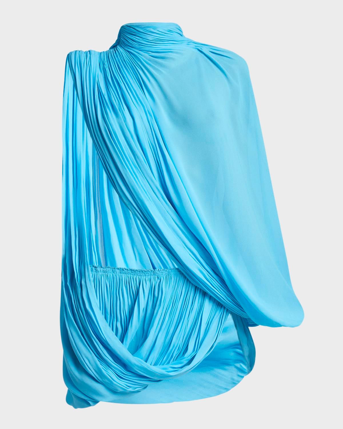 asymmetric draped mini dress