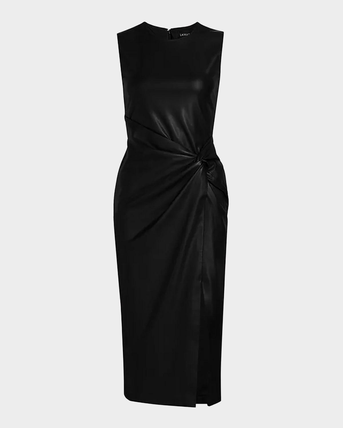 asymmetric faux leather dress
