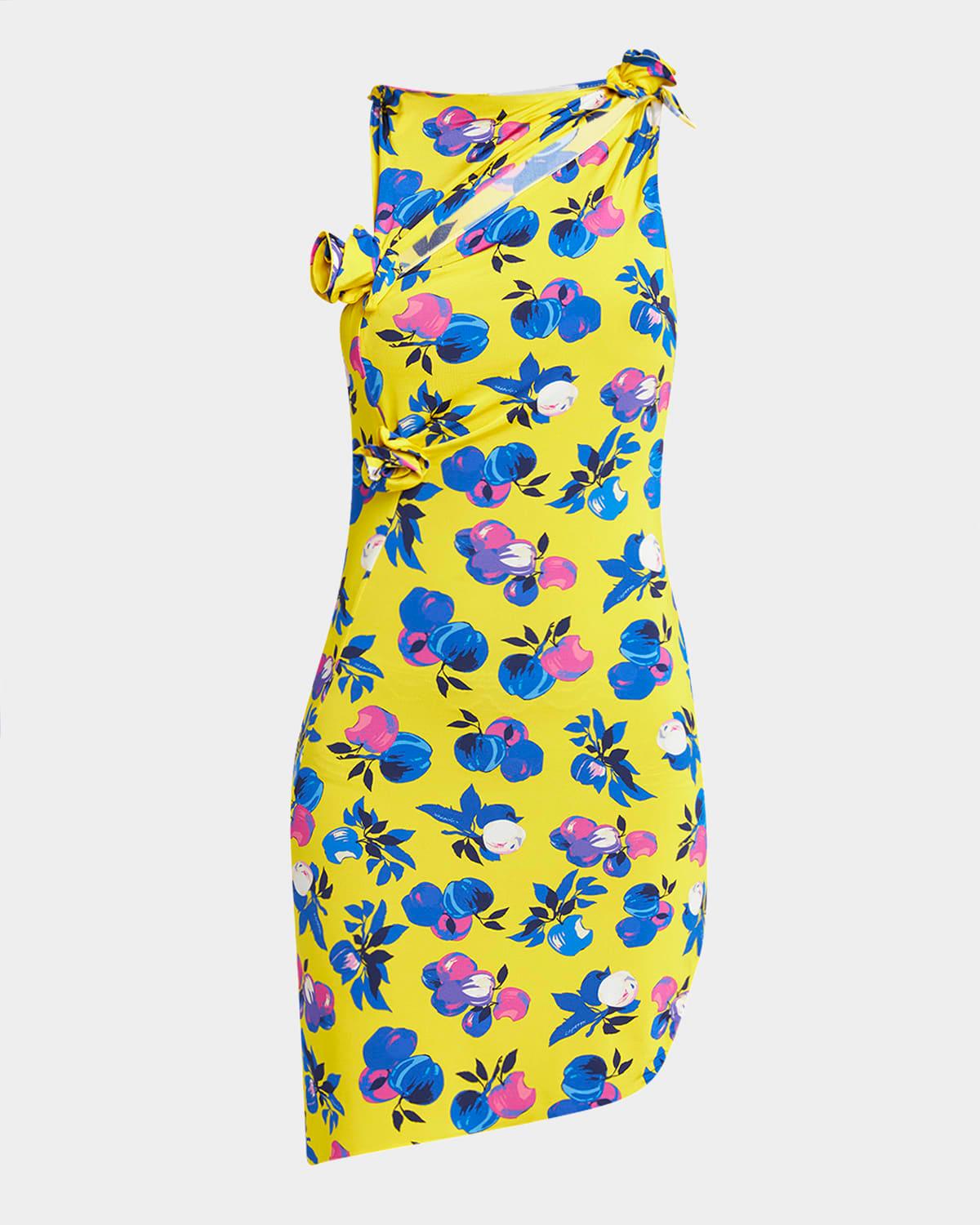 asymmetric flower cutout mini dress