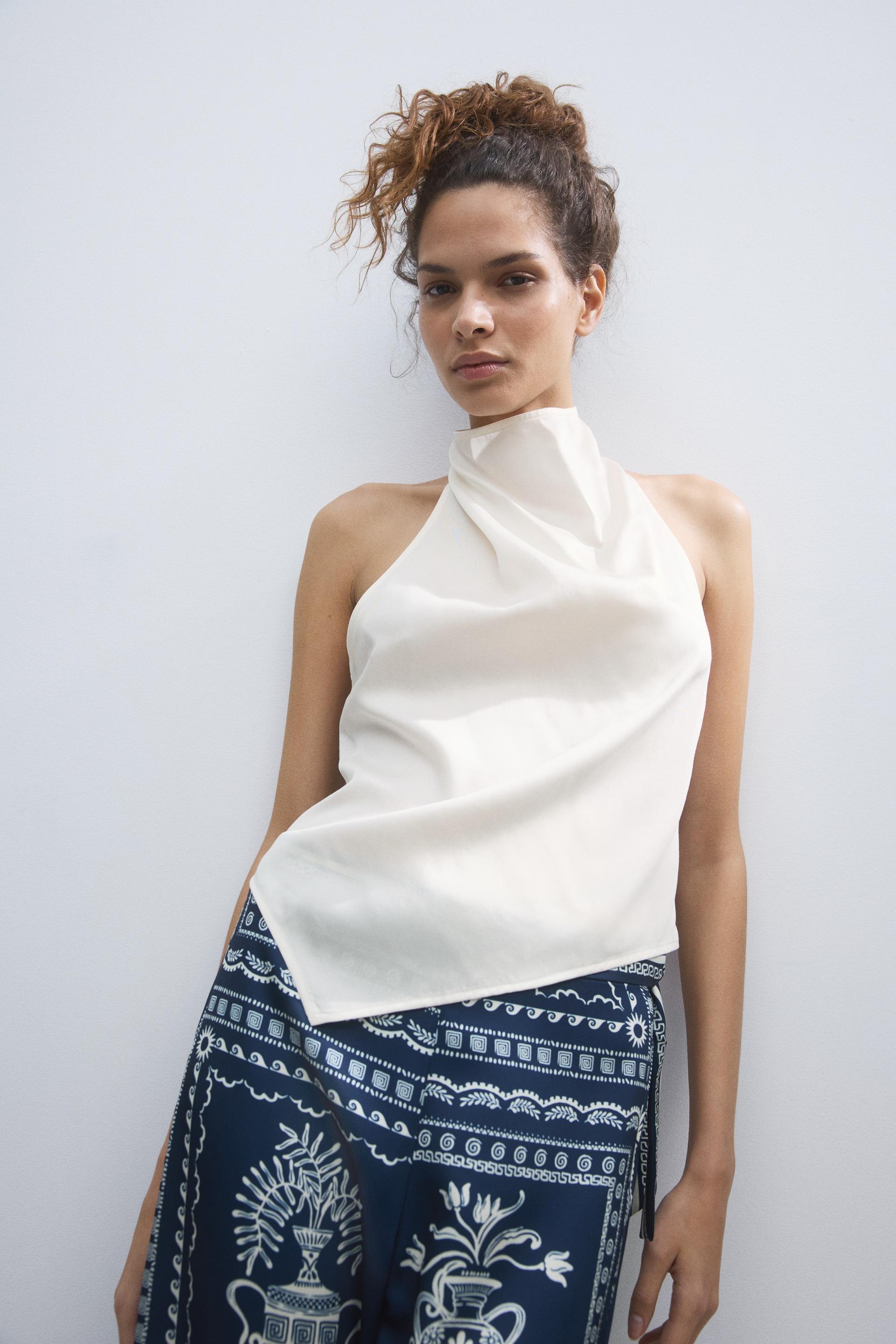 asymmetric halterneck top