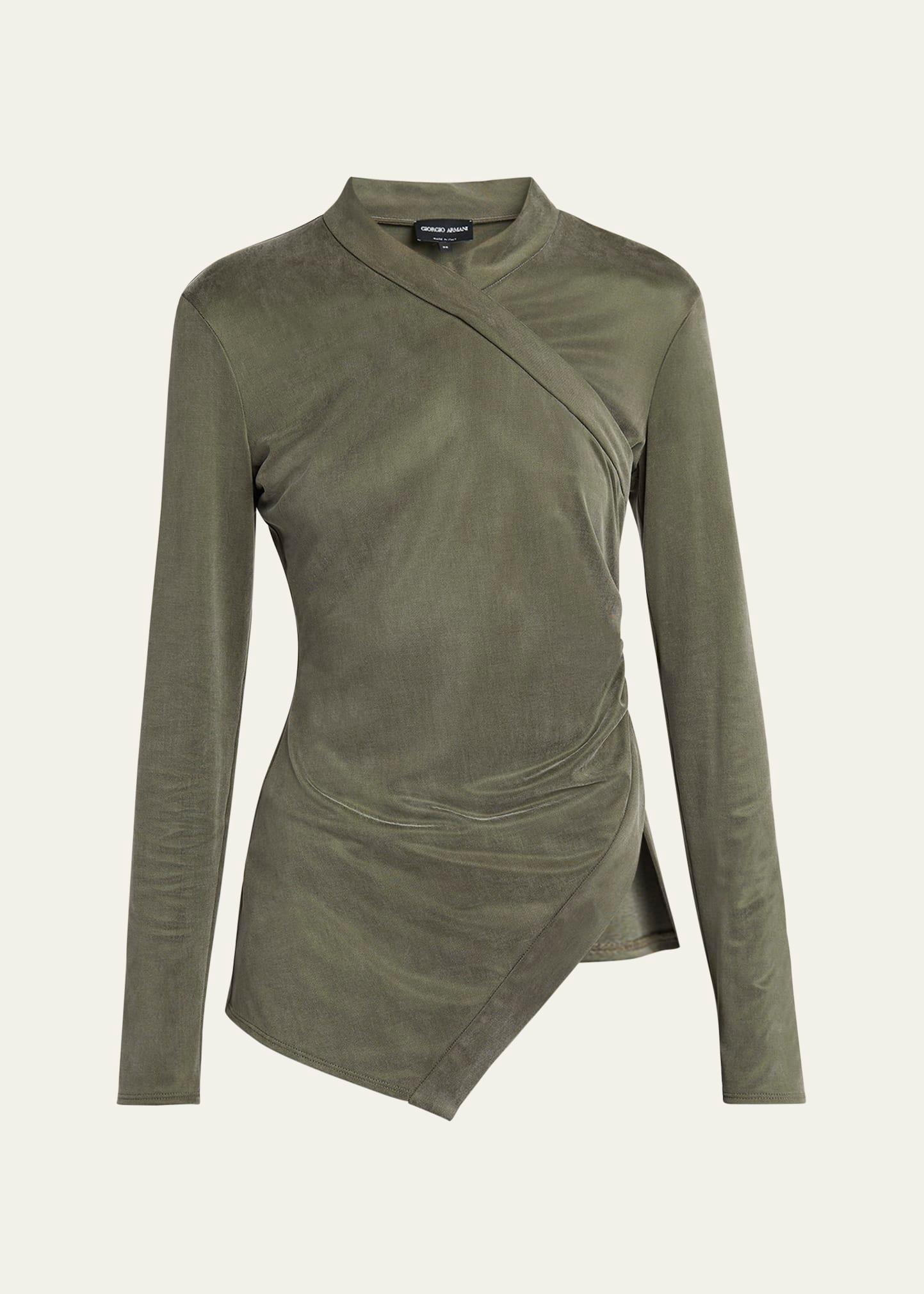 asymmetric jersey long-sleeve top