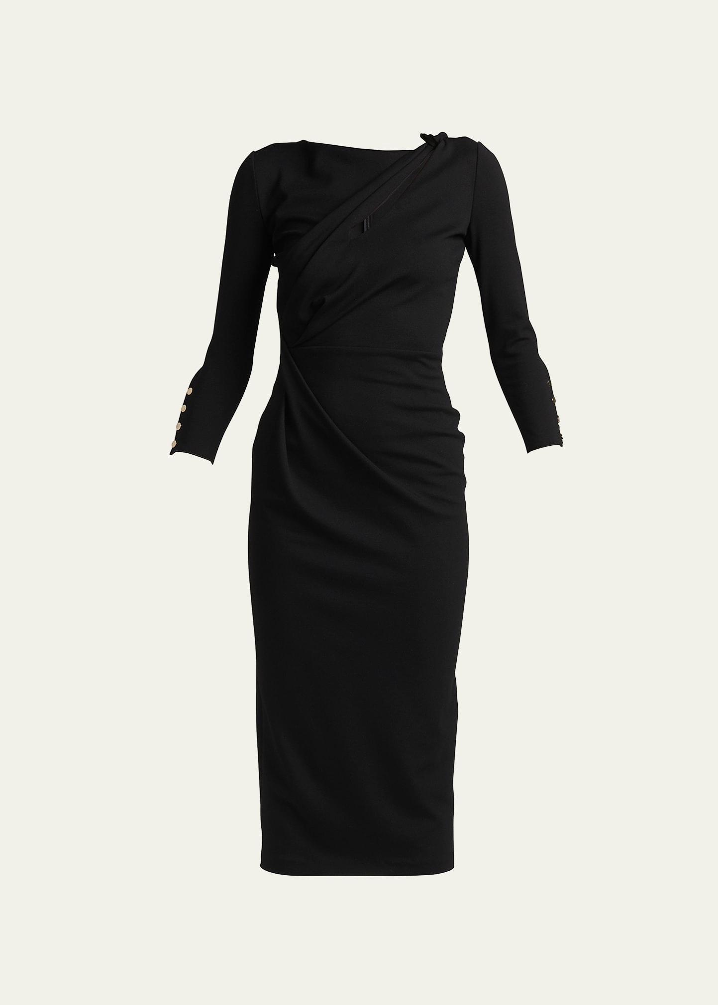 asymmetric keyhole midi dress