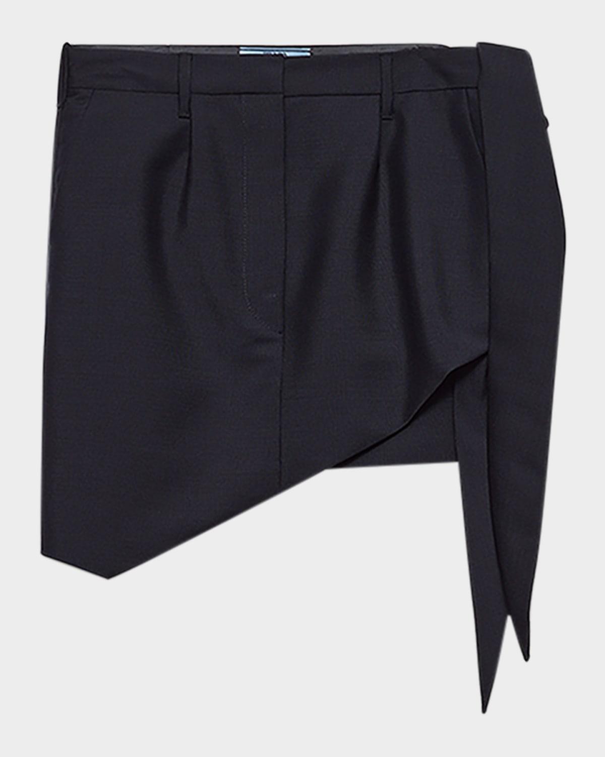 asymmetric kid mohair mini skirt