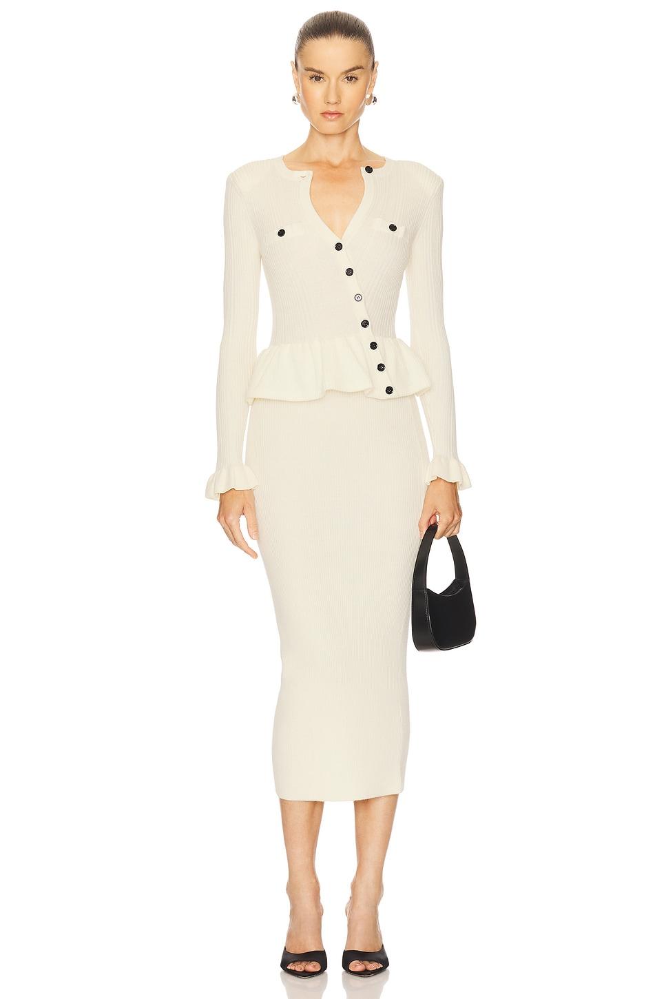 asymmetric knit midi dress