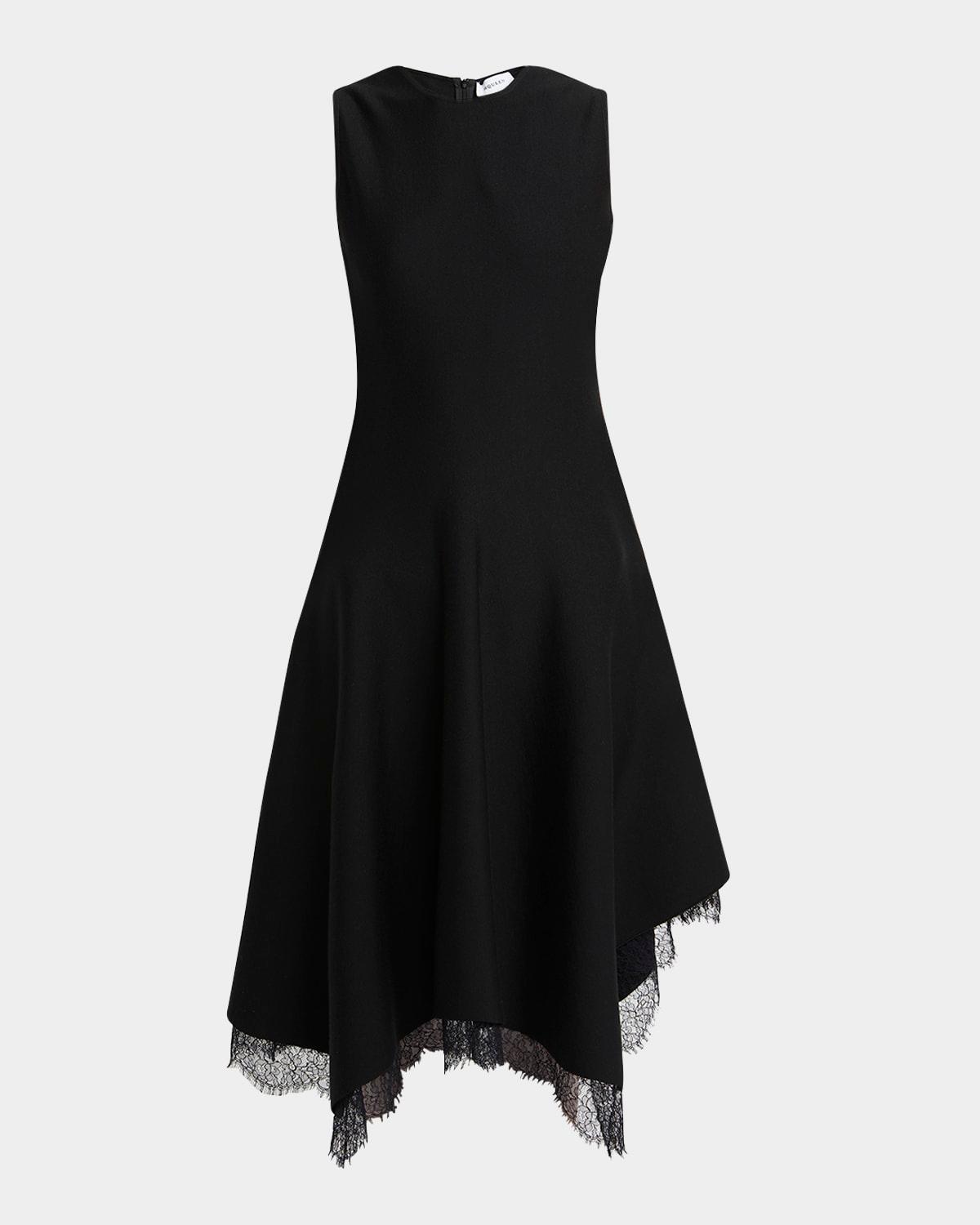 asymmetric lace hem sleeveless midi dress