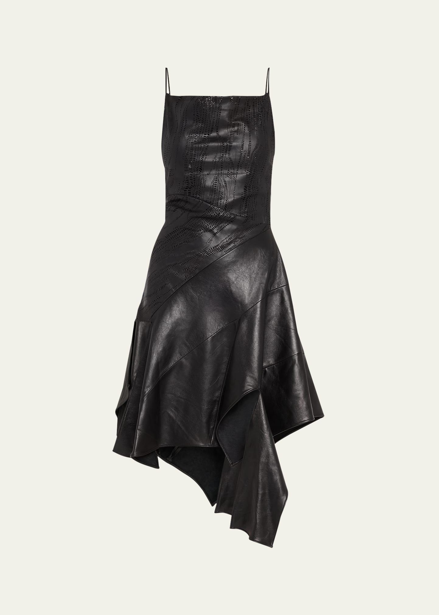 asymmetric leather dress