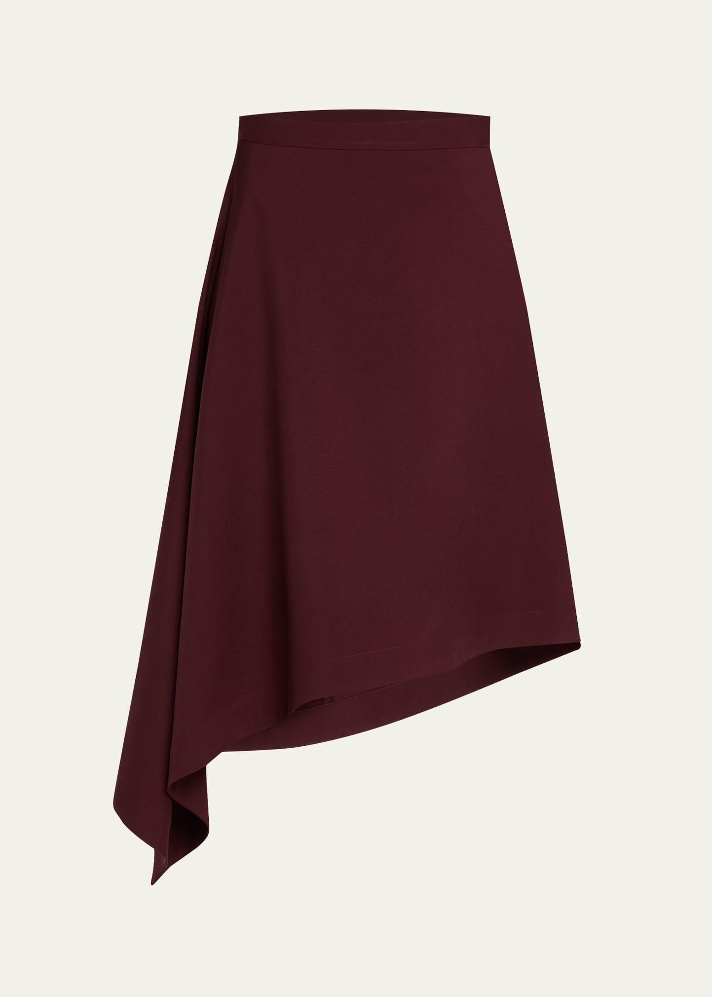 asymmetric light sartorial wool midi skirt