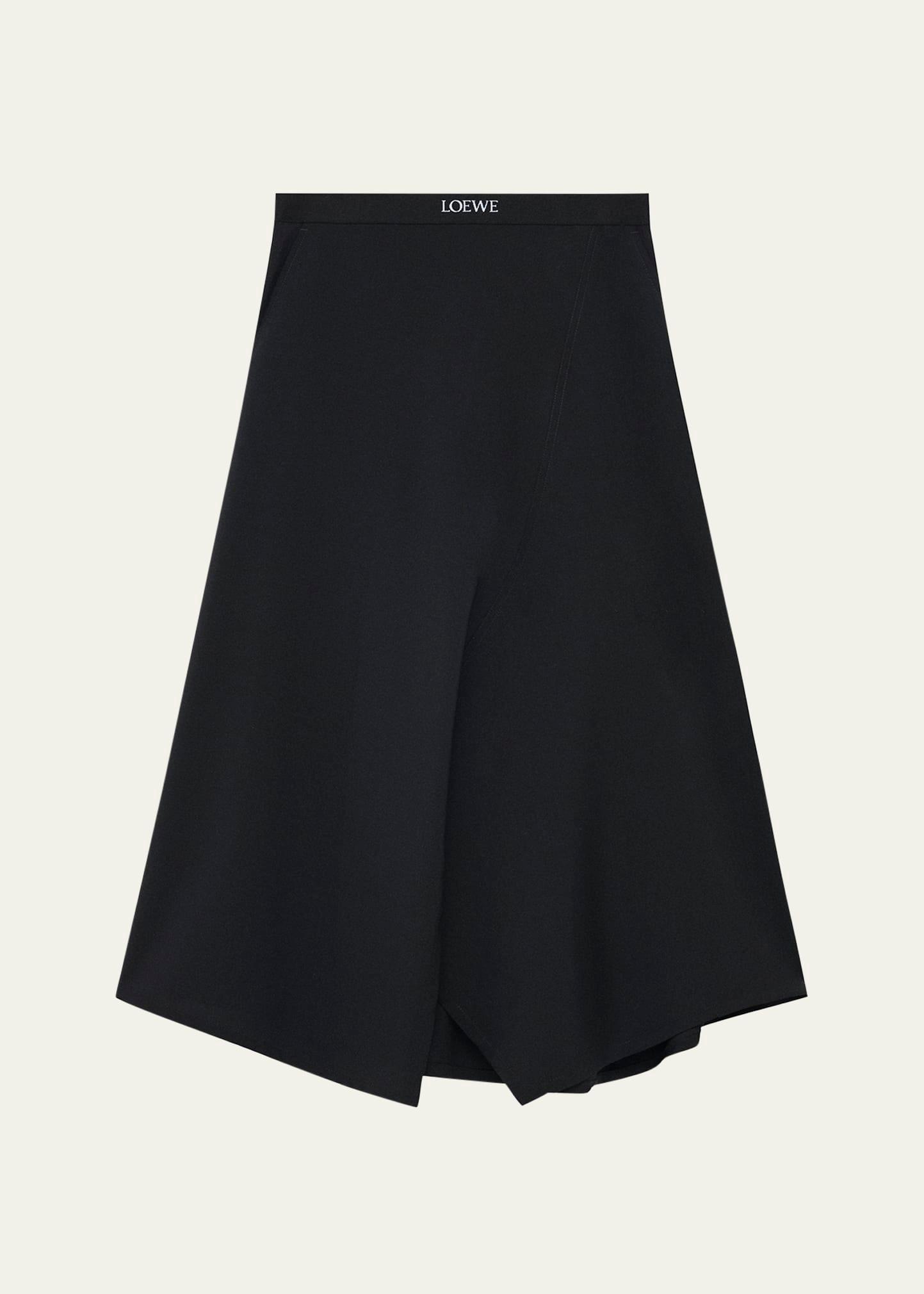 asymmetric logo detail midi skirt