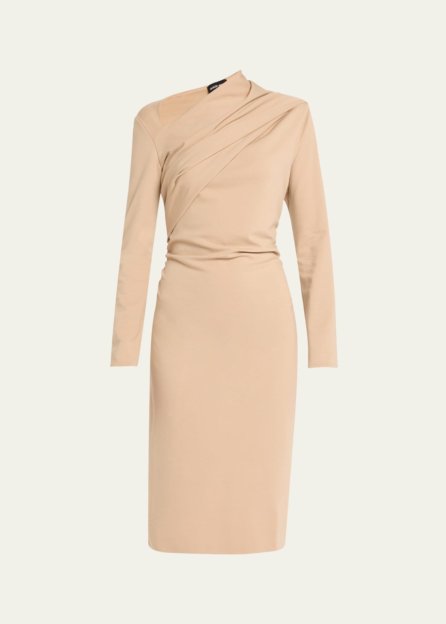 asymmetric long-sleeve jersey dress