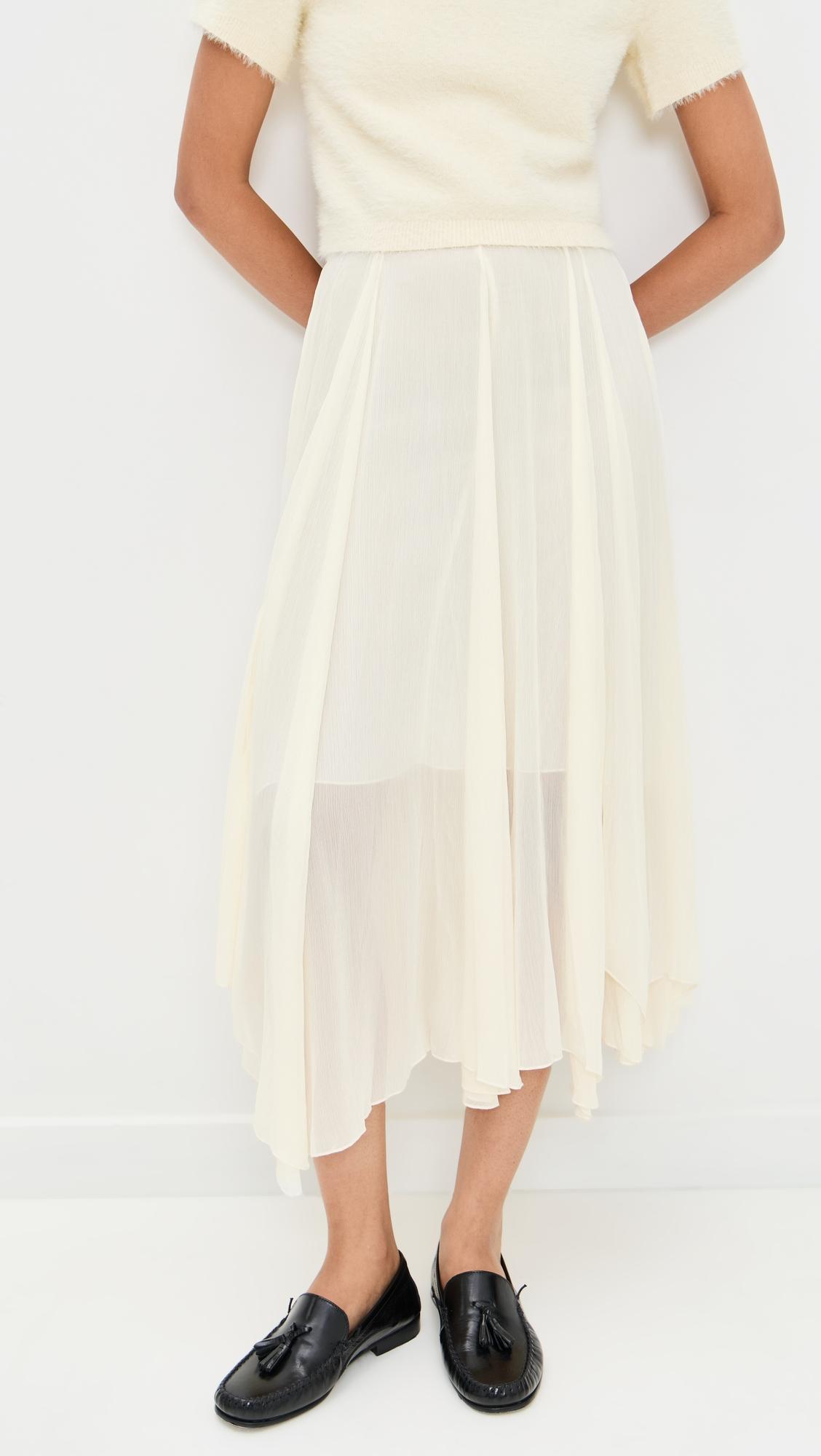 asymmetric midi layered skirt