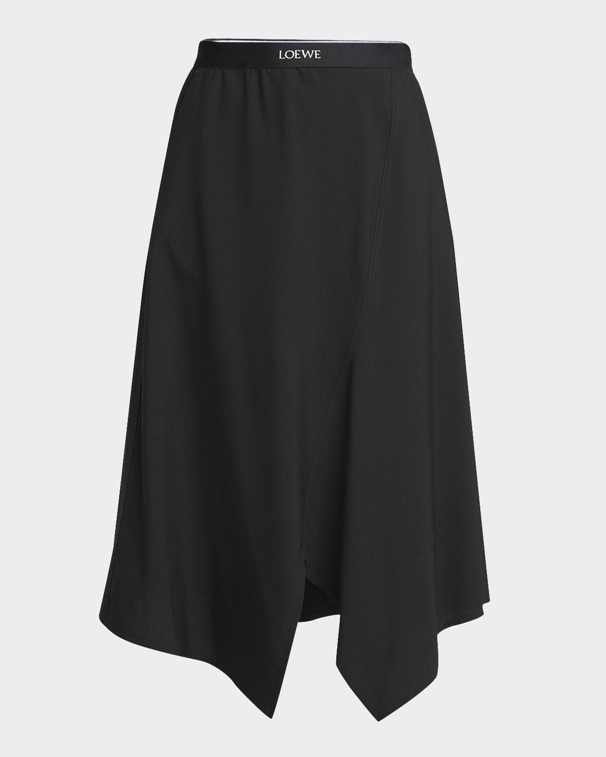 asymmetric midi skirt with logo detail