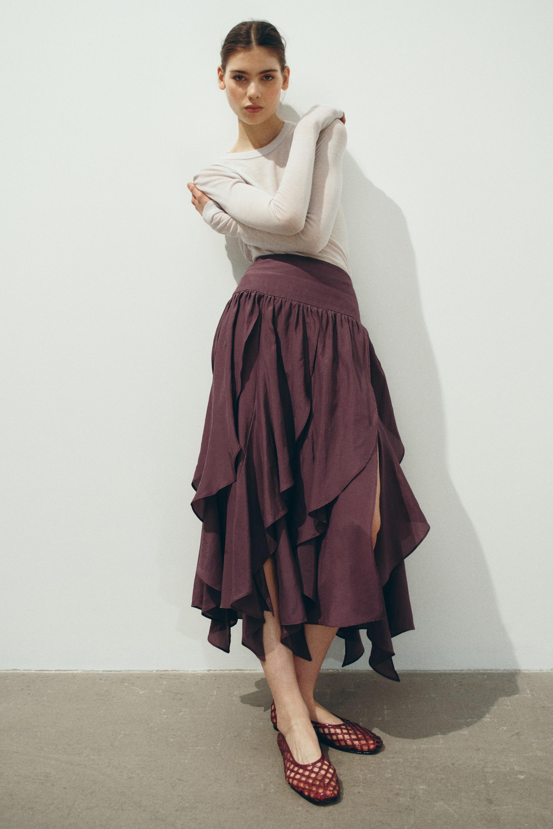asymmetric midi skirt