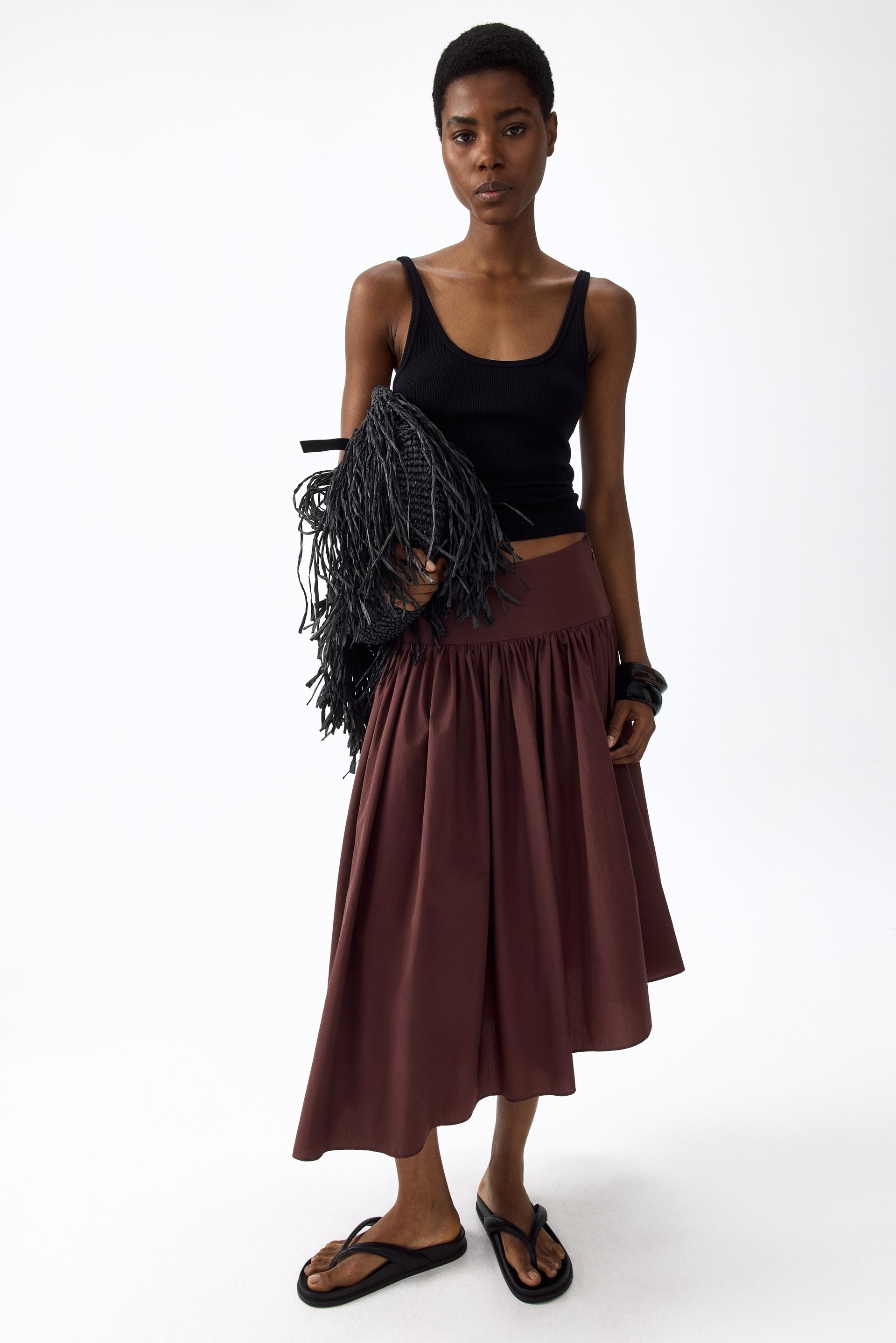 asymmetric midi skirt