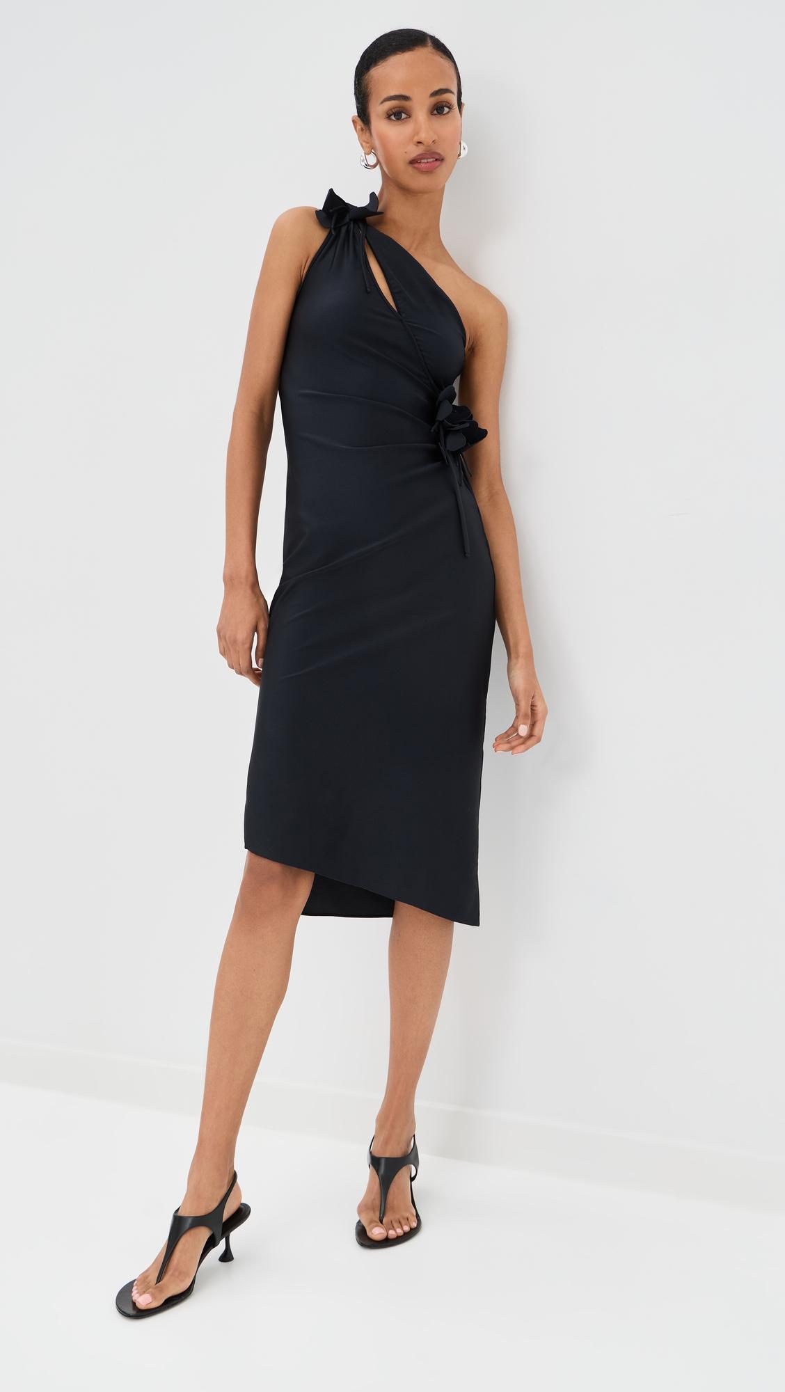 asymmetric mini flower gown