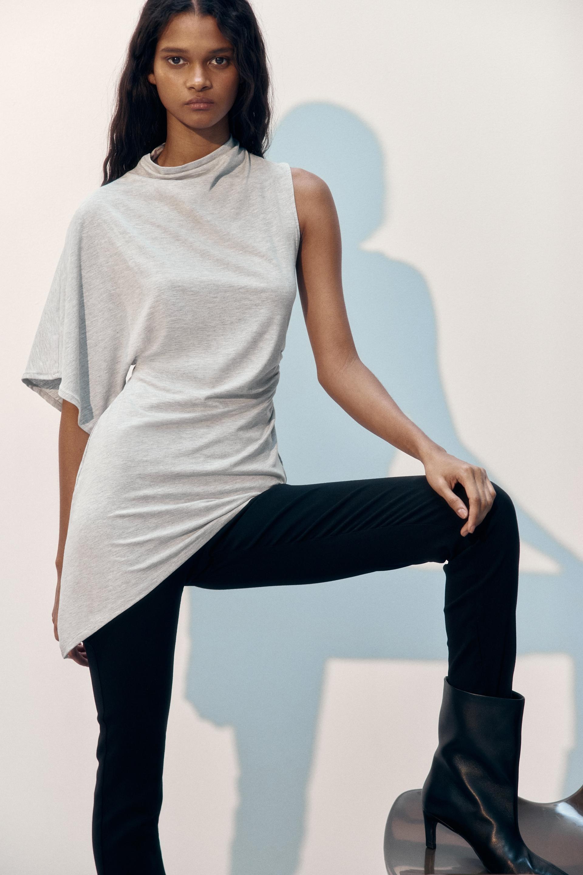 asymmetric mock turtleneck top