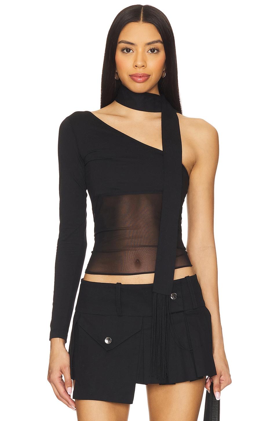 asymmetric neck tie top