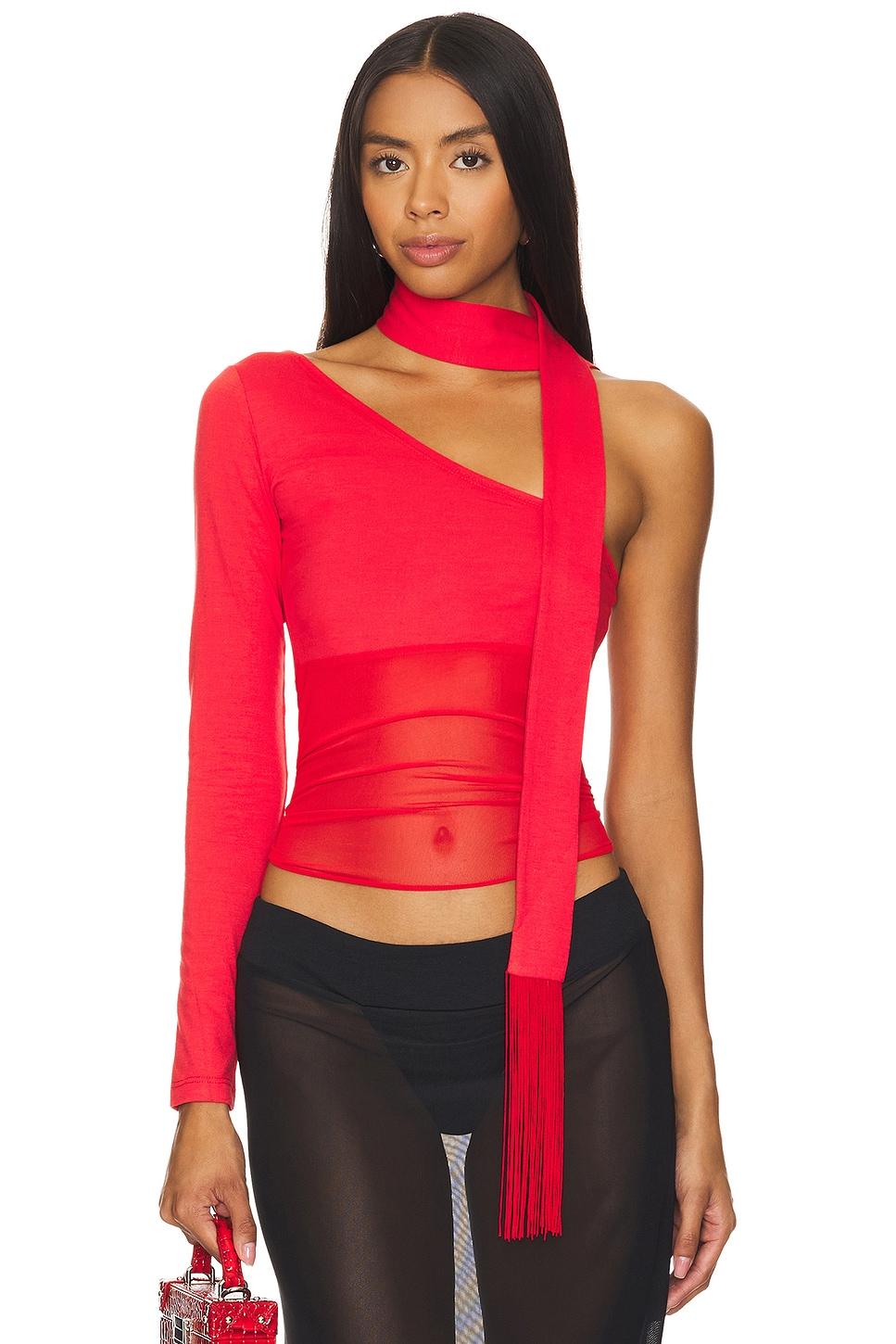 asymmetric neck tie top