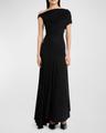 asymmetric off-the-shoulder maxi dress