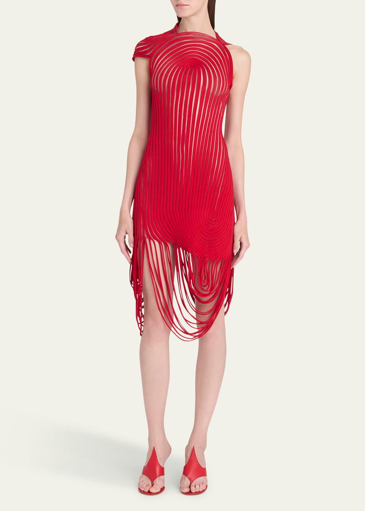 asymmetric ornate illusion dress