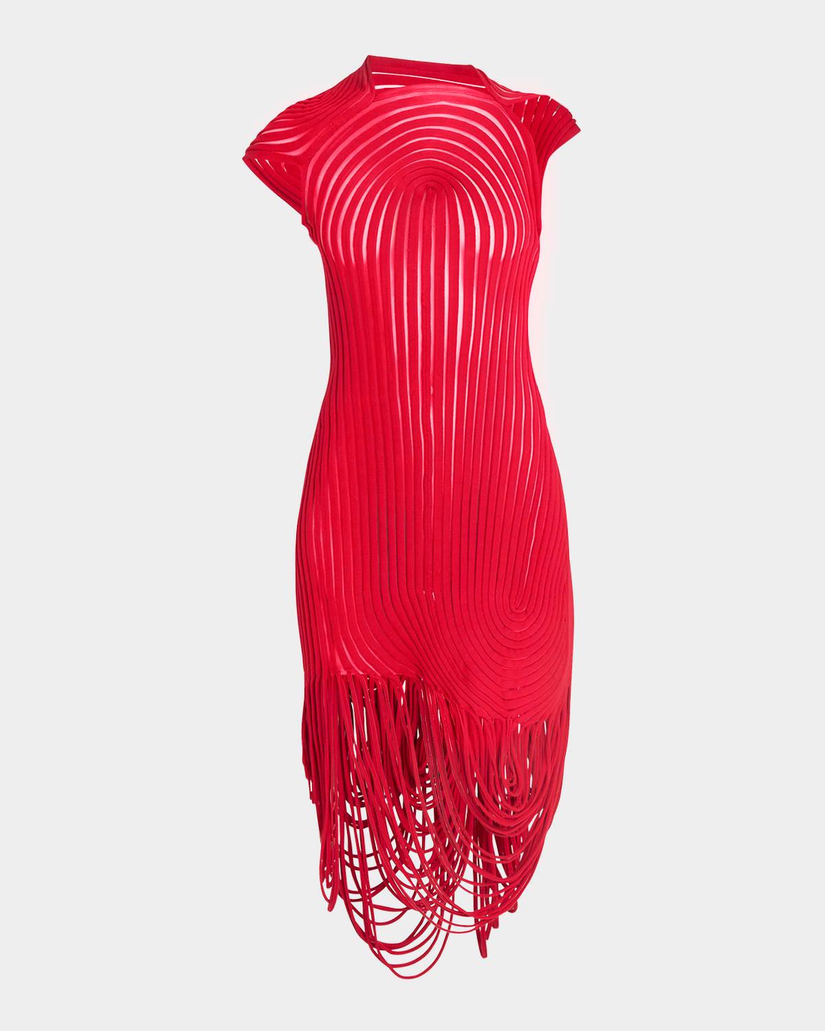 asymmetric ornate illusion dress