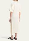 asymmetric ribbed polo midi dress