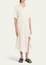 asymmetric ribbed polo midi dress