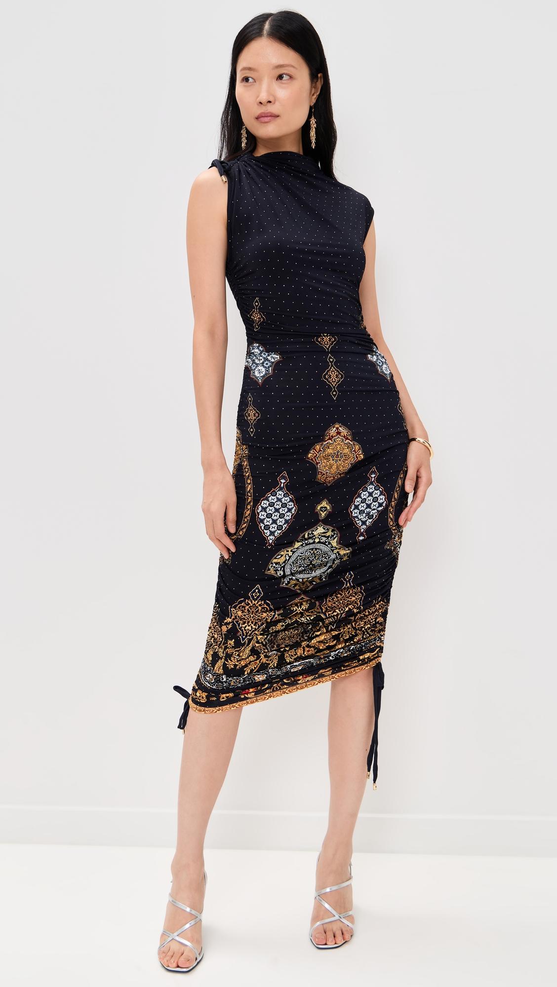 asymmetric ruched jersey dress