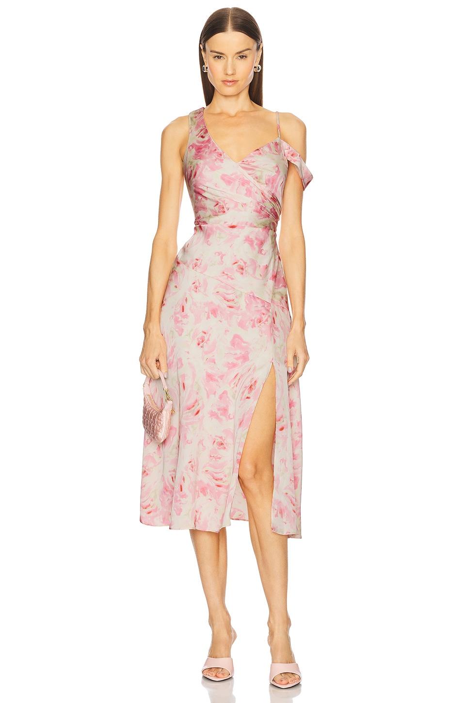 asymmetric ruched waist dress