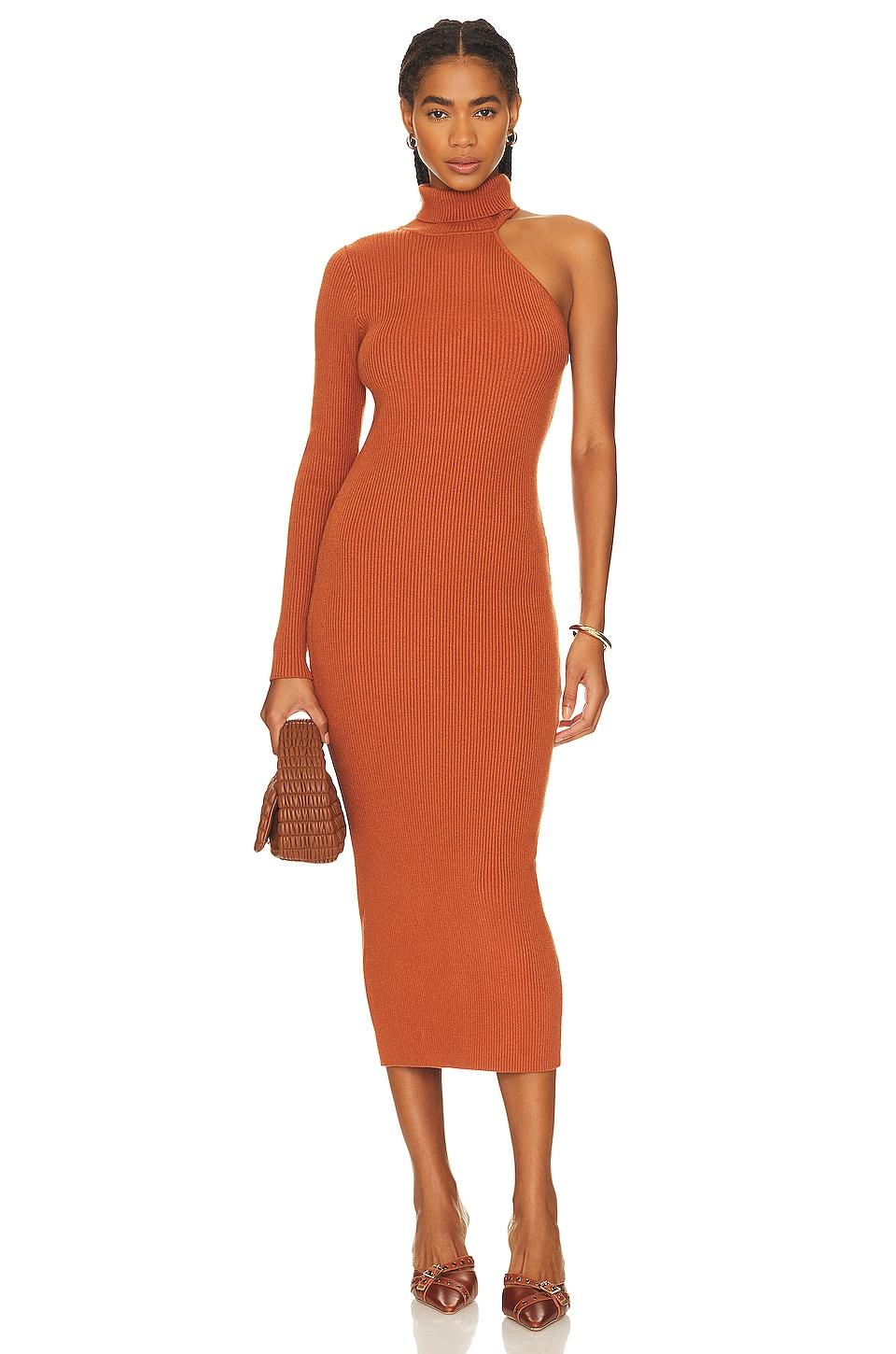asymmetric sleeve knit dress