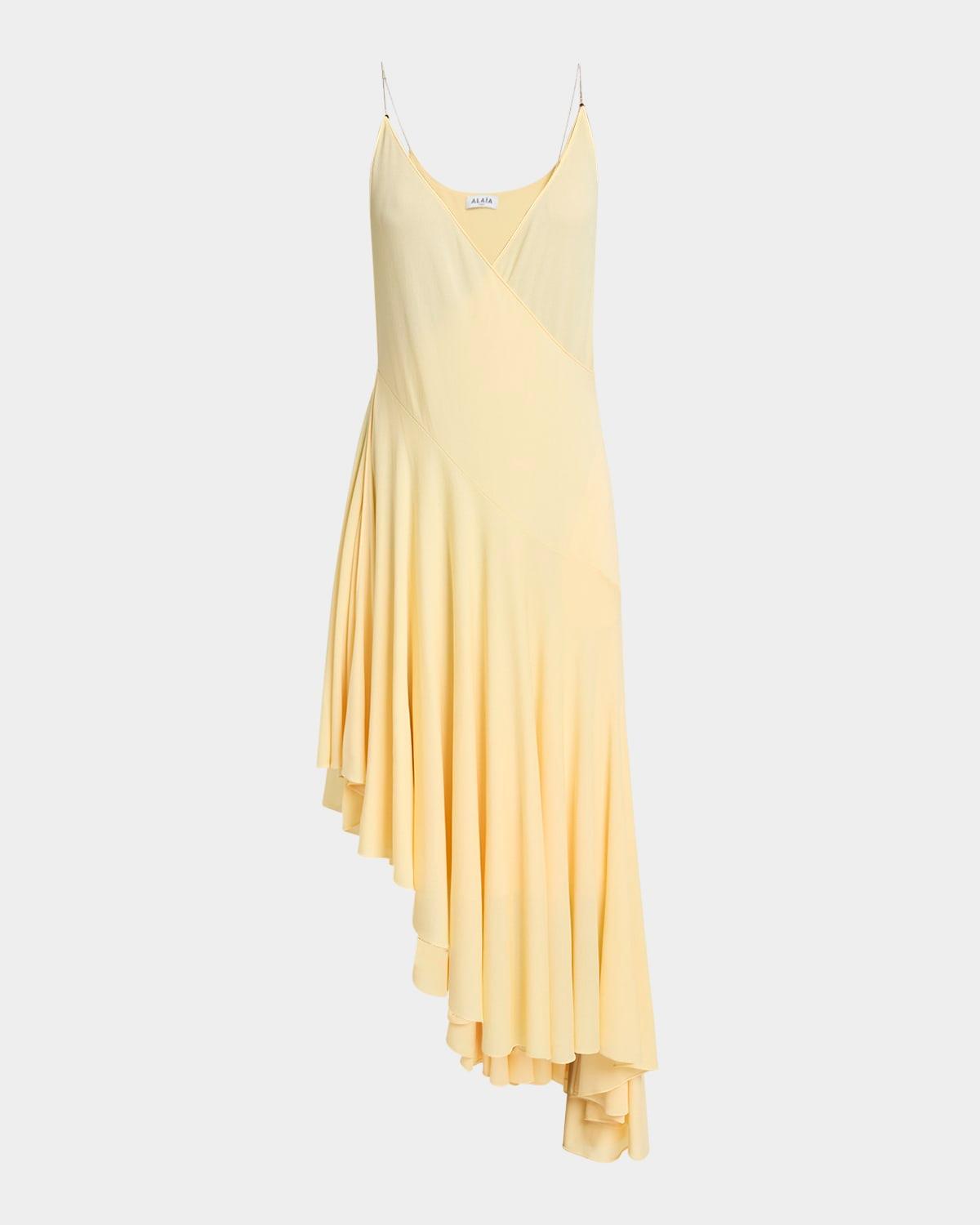 asymmetric sleeveless midi dress