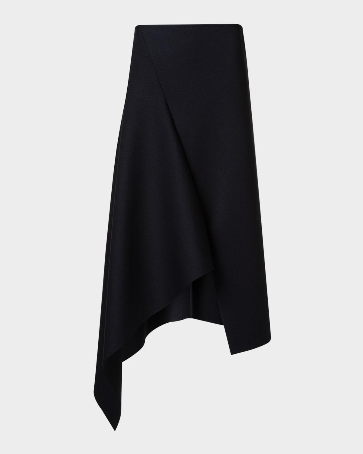 asymmetric techno neoprene midi skirt