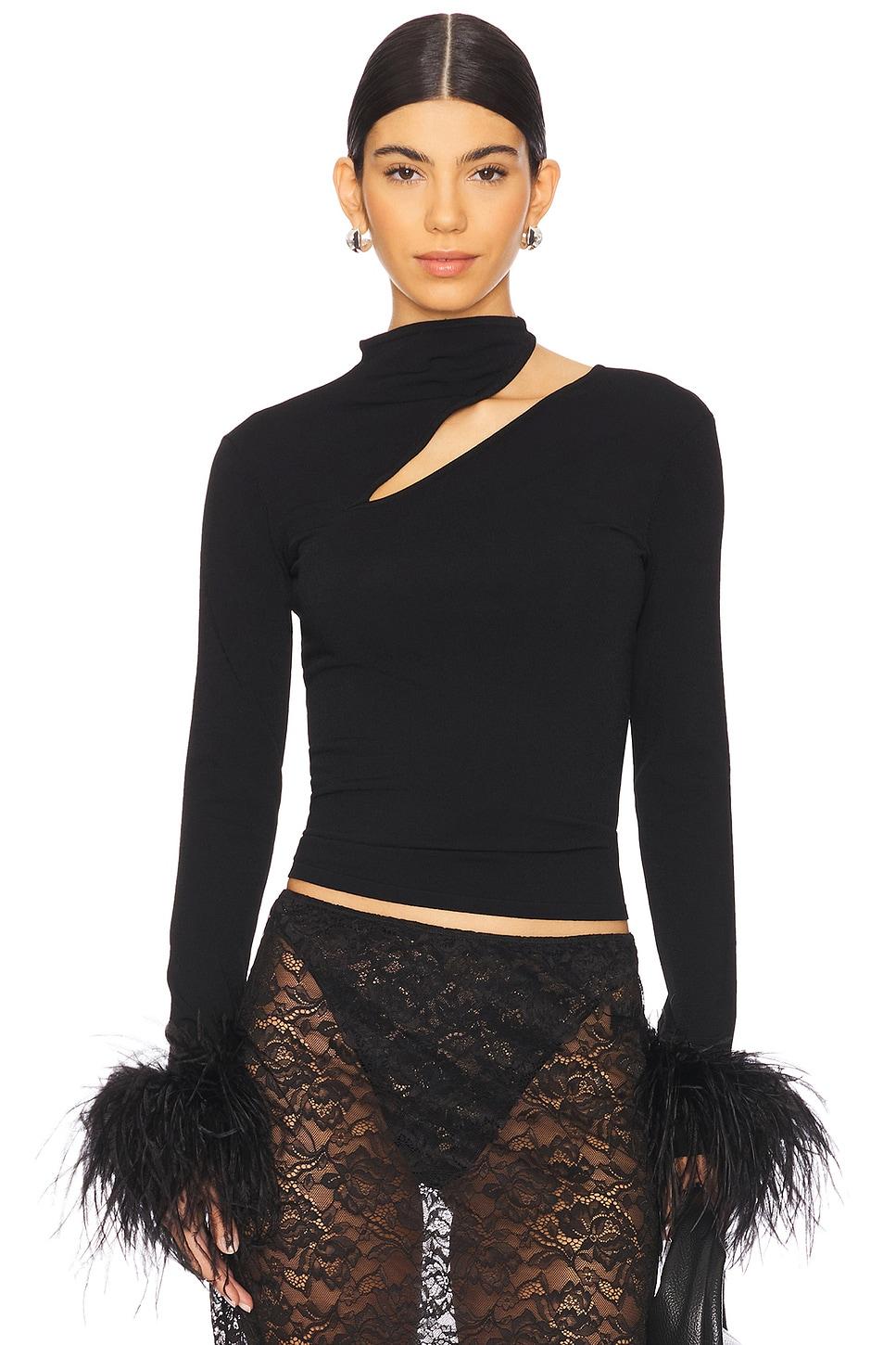 asymmetric top with feathers