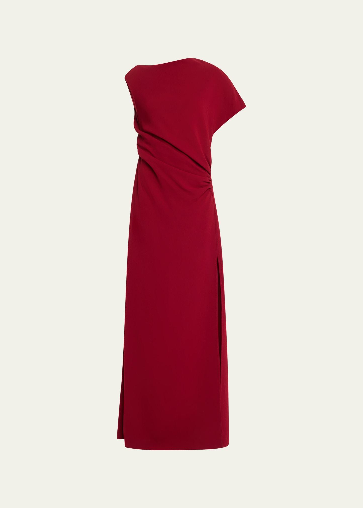 asymmetric twist back gown