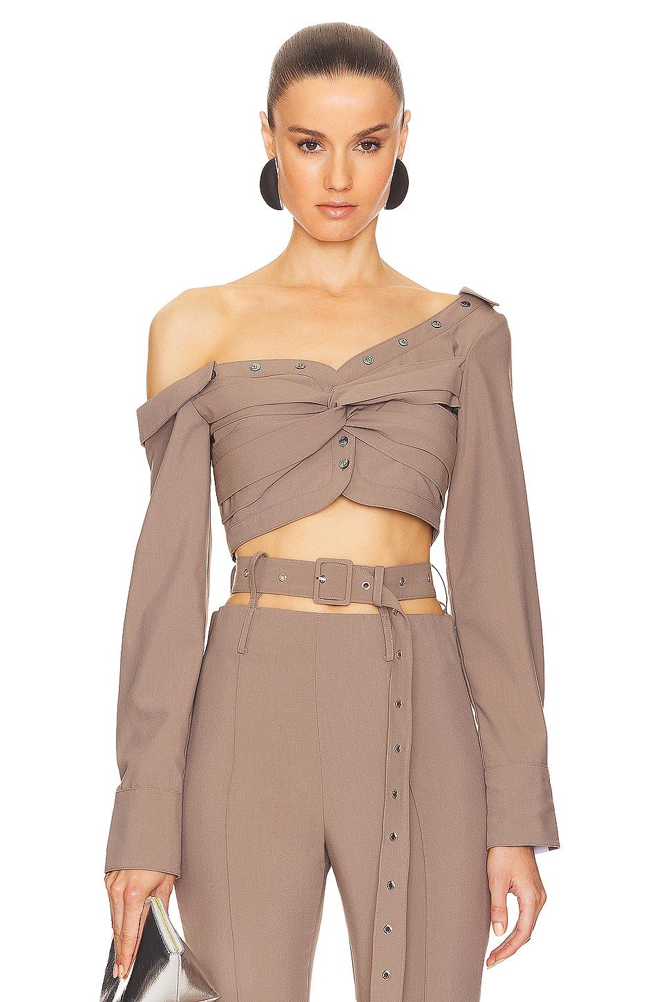asymmetric twist crop blouse