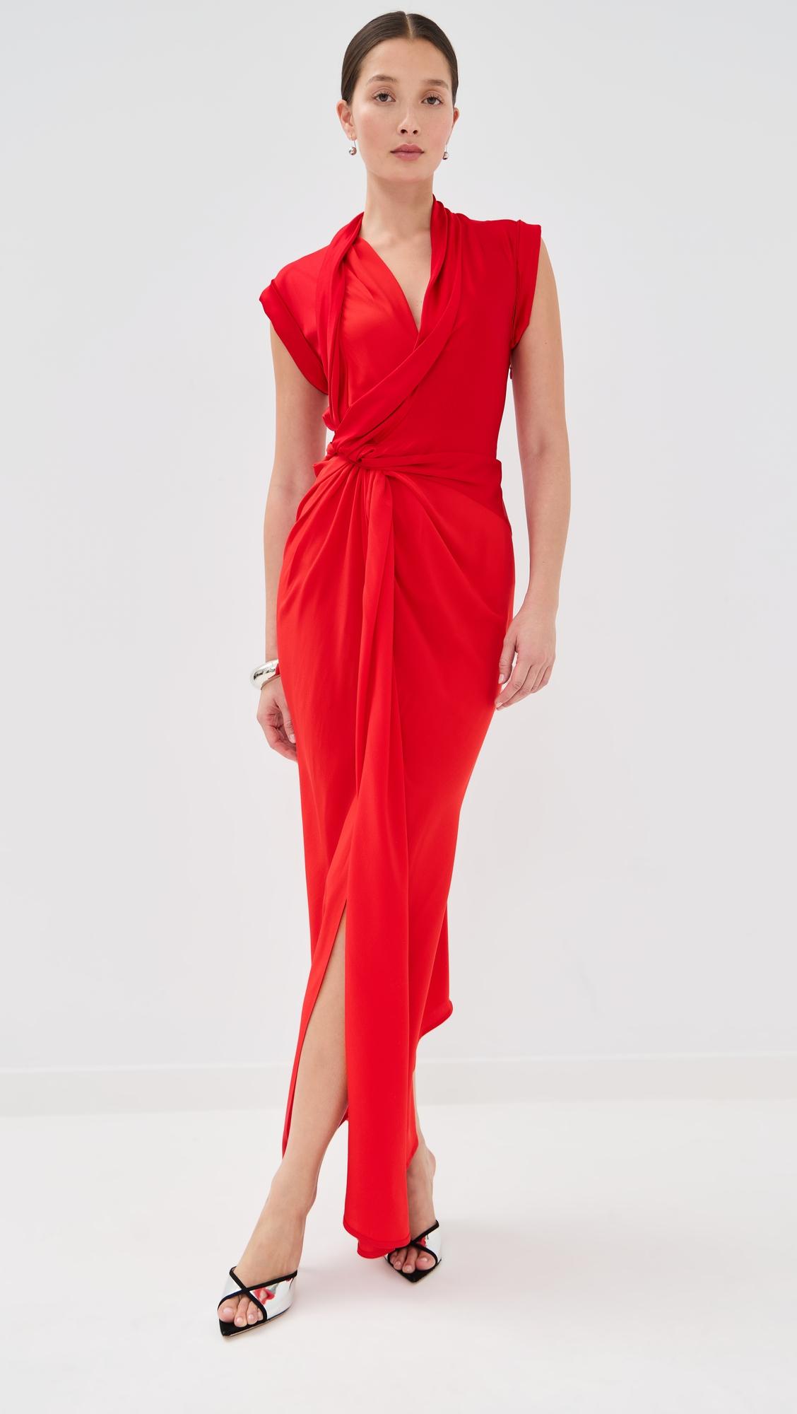 asymmetric twist detail dress