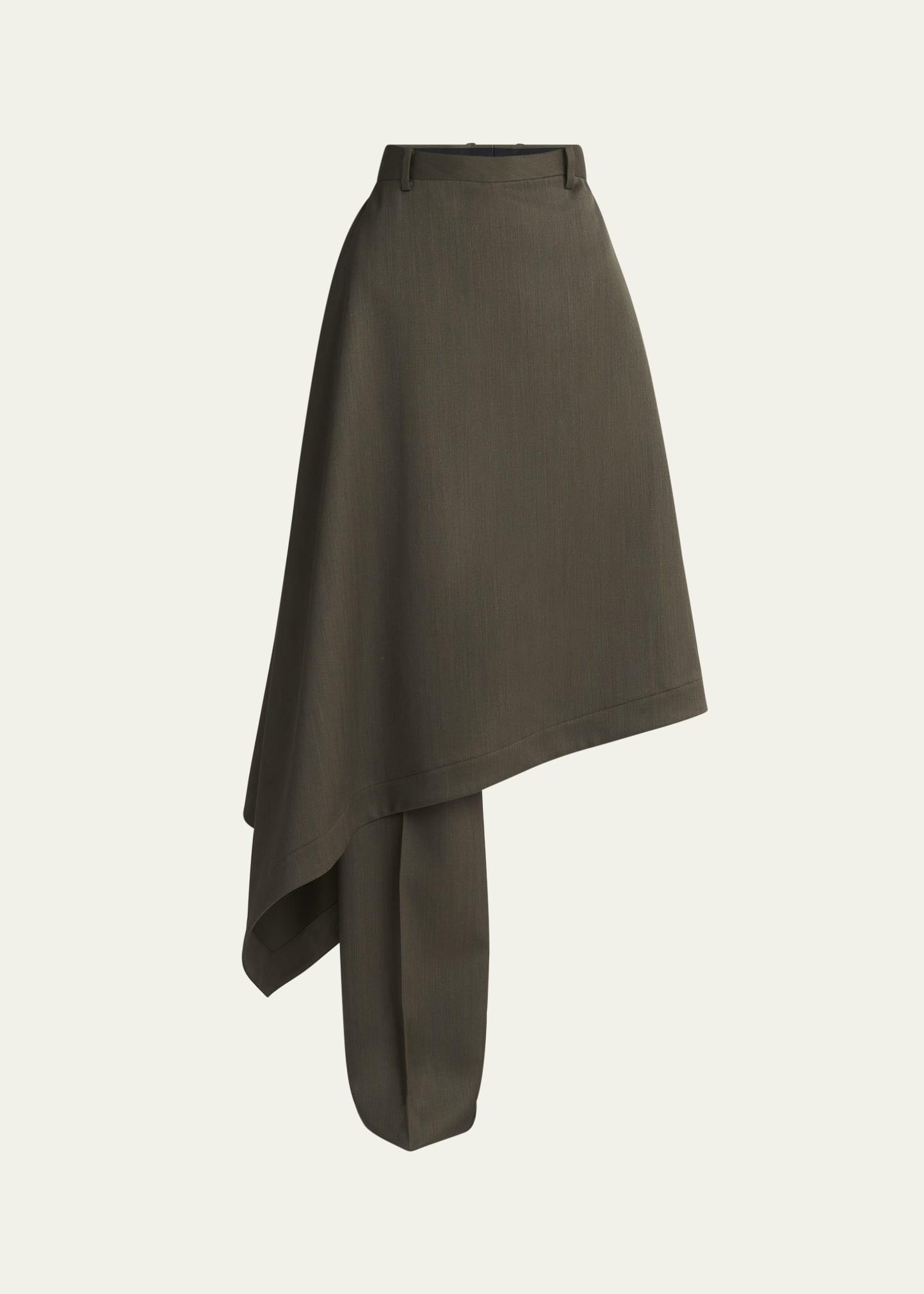 asymmetric wool skirt trousers