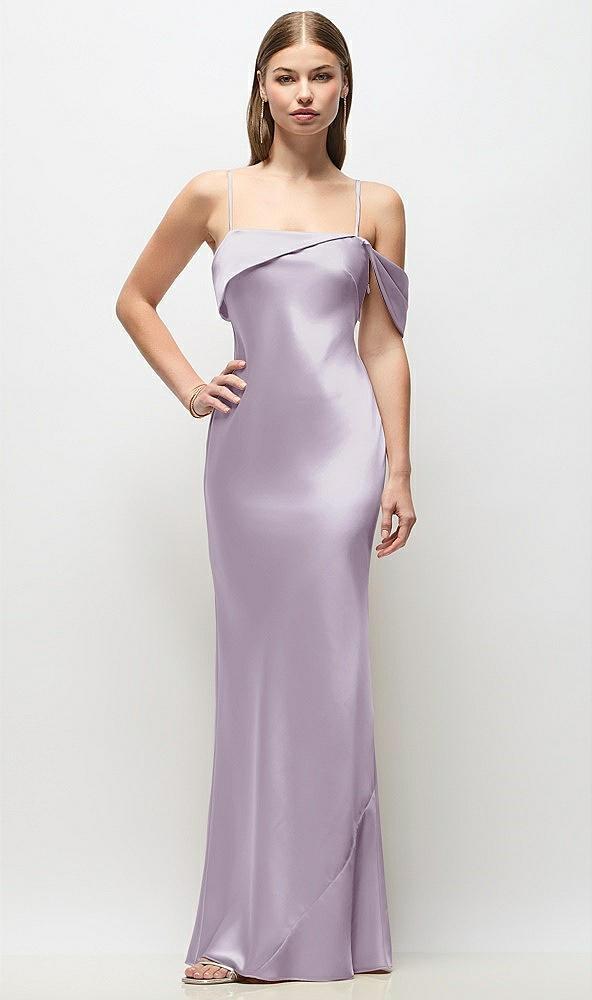 asymmetrical cuff neck stretch satin bias maxi dress with adjustable spaghetti straps