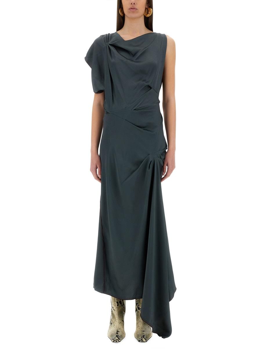 asymmetrical draped midi dress