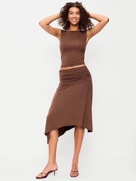 asymmetrical draped midi skirt