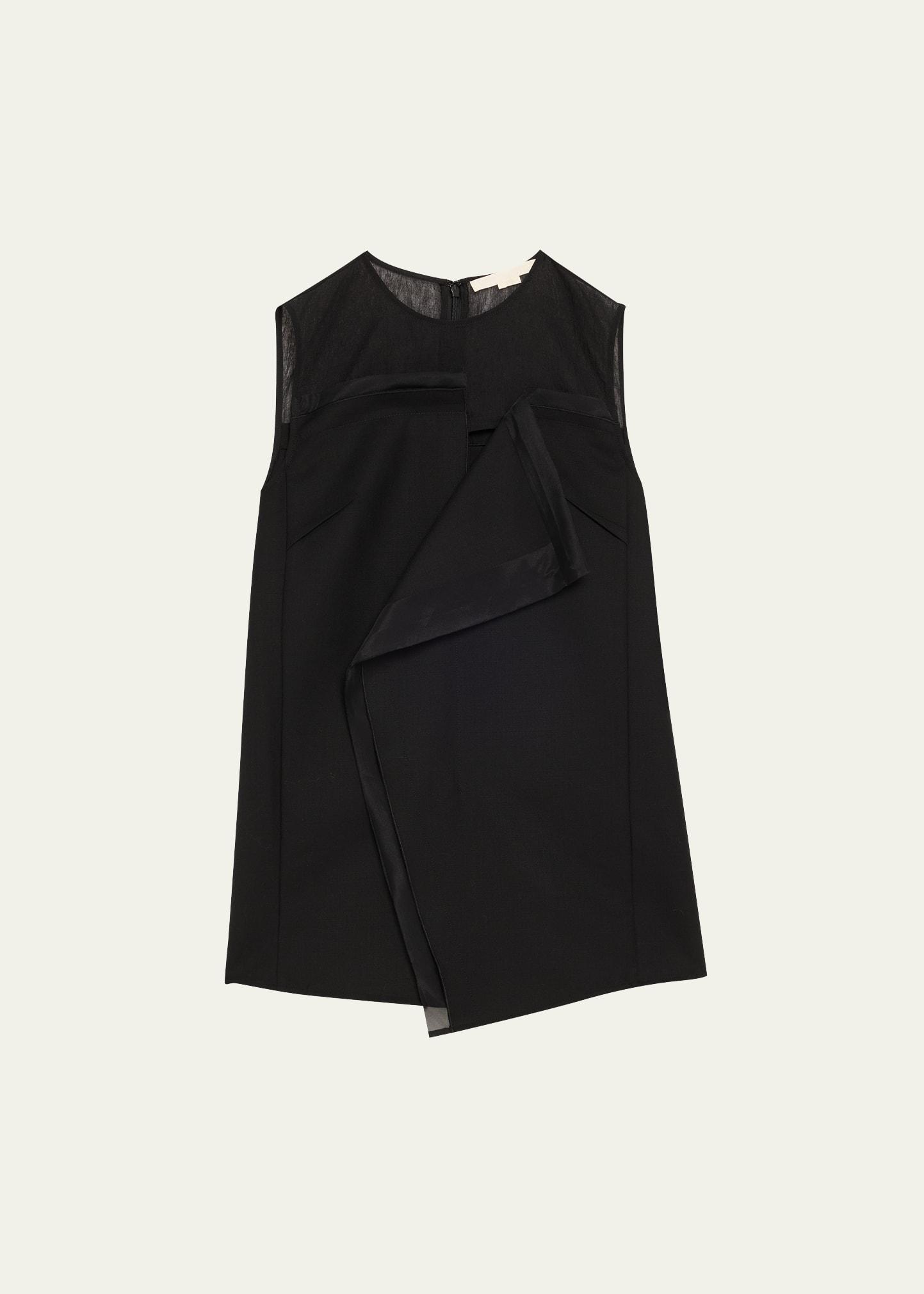 asymmetrical draped slub suiting top