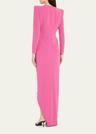 asymmetrical longline drape crepe gown