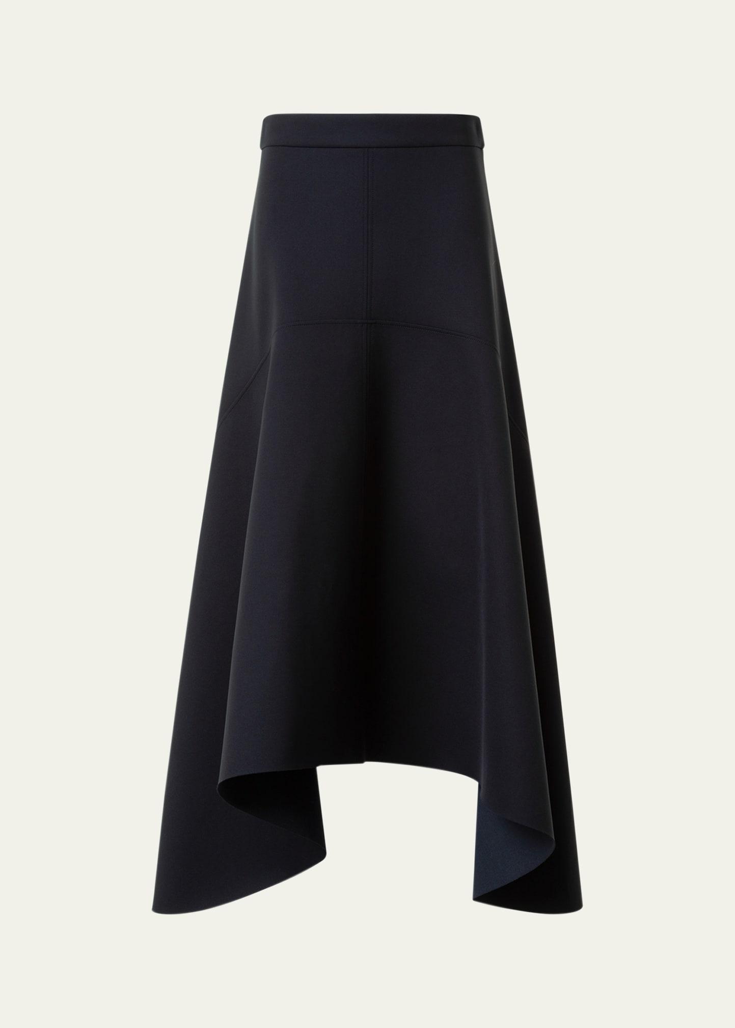 asymmetrical neoprene midi skirt