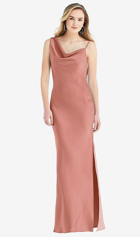asymmetrical one-shoulder cowl maxi slip dress